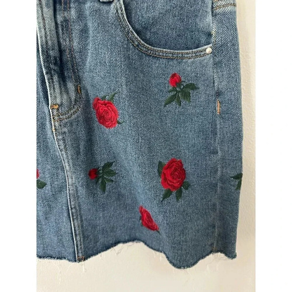 PacSun Eco Flower Power Ultra High Waisted Denim Mini Skirt sz 26 - Picture 2 of 4